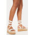 Ladies white Flatform Cork Espadrille Wedge Sandals Ankle Lace Up